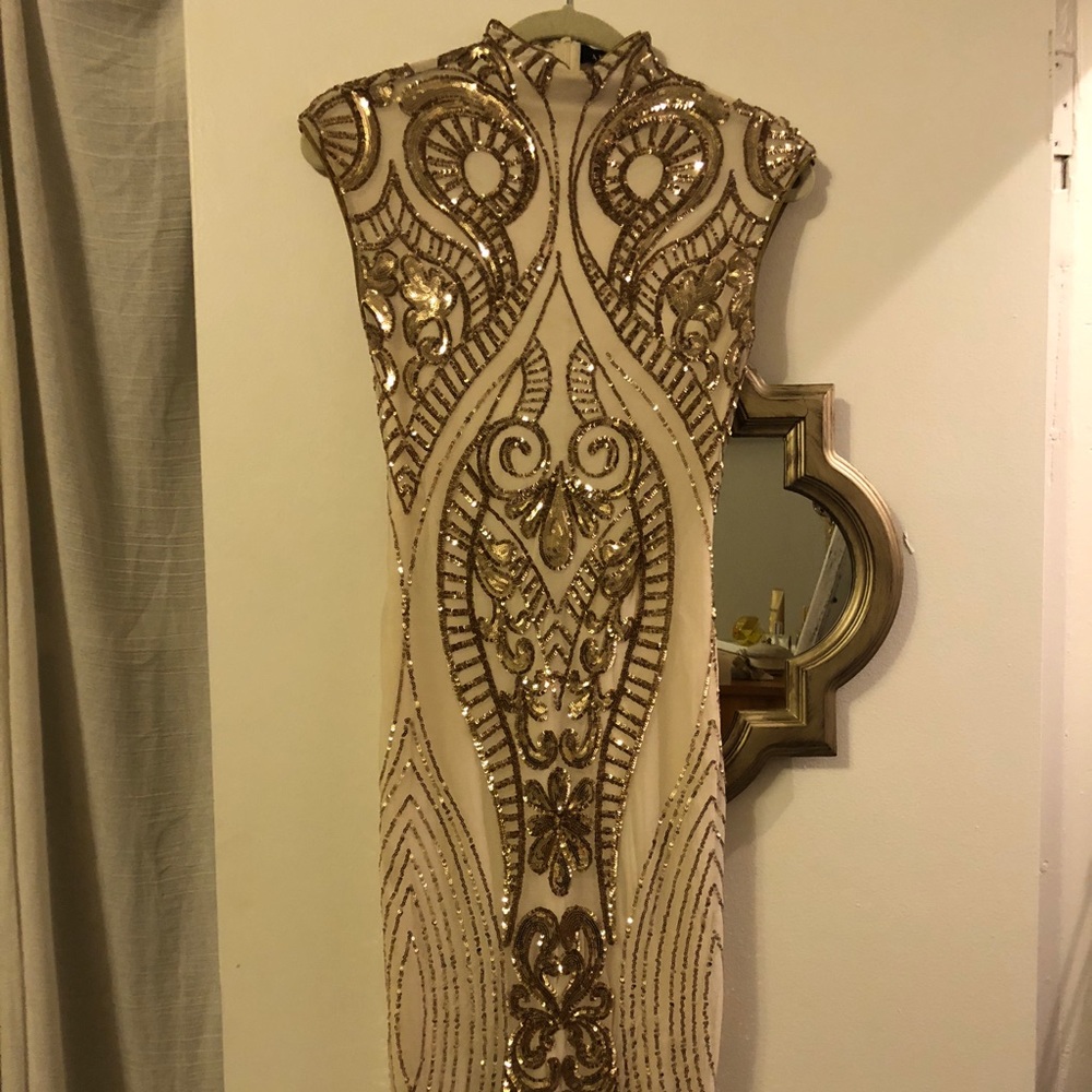 Gold Sequin midi dress